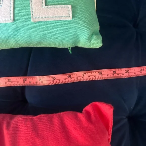 Turquoise “Believe” and Pink “Merry” Throw Accent Pillows Set of 2 - Picture 2 of 7